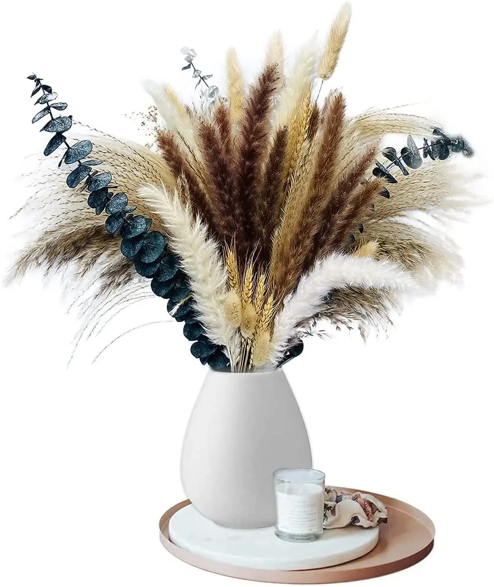 

60pcs Pampas Grass Bouquet Natural Dried Flower Bunny Tails Eucalyptus Mixes Boho Decration Trockenblumen Droogbloemen Phragmite