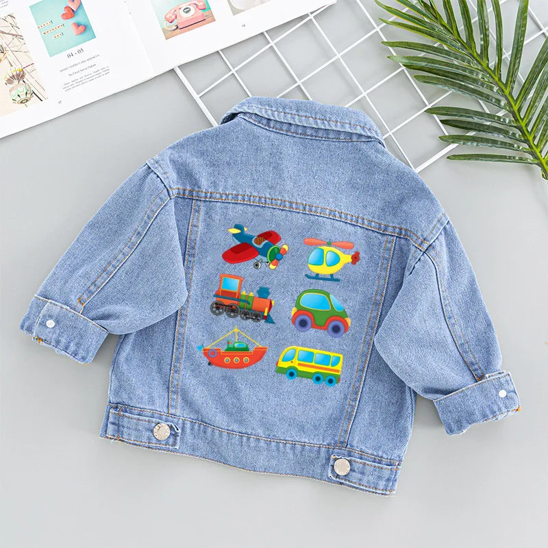 Cute Transport Vehicles Car Cartoon Patches on Clothes Heat Transfer Stickers for Jackets Iron on DIY T shirt for Kids Appliqued