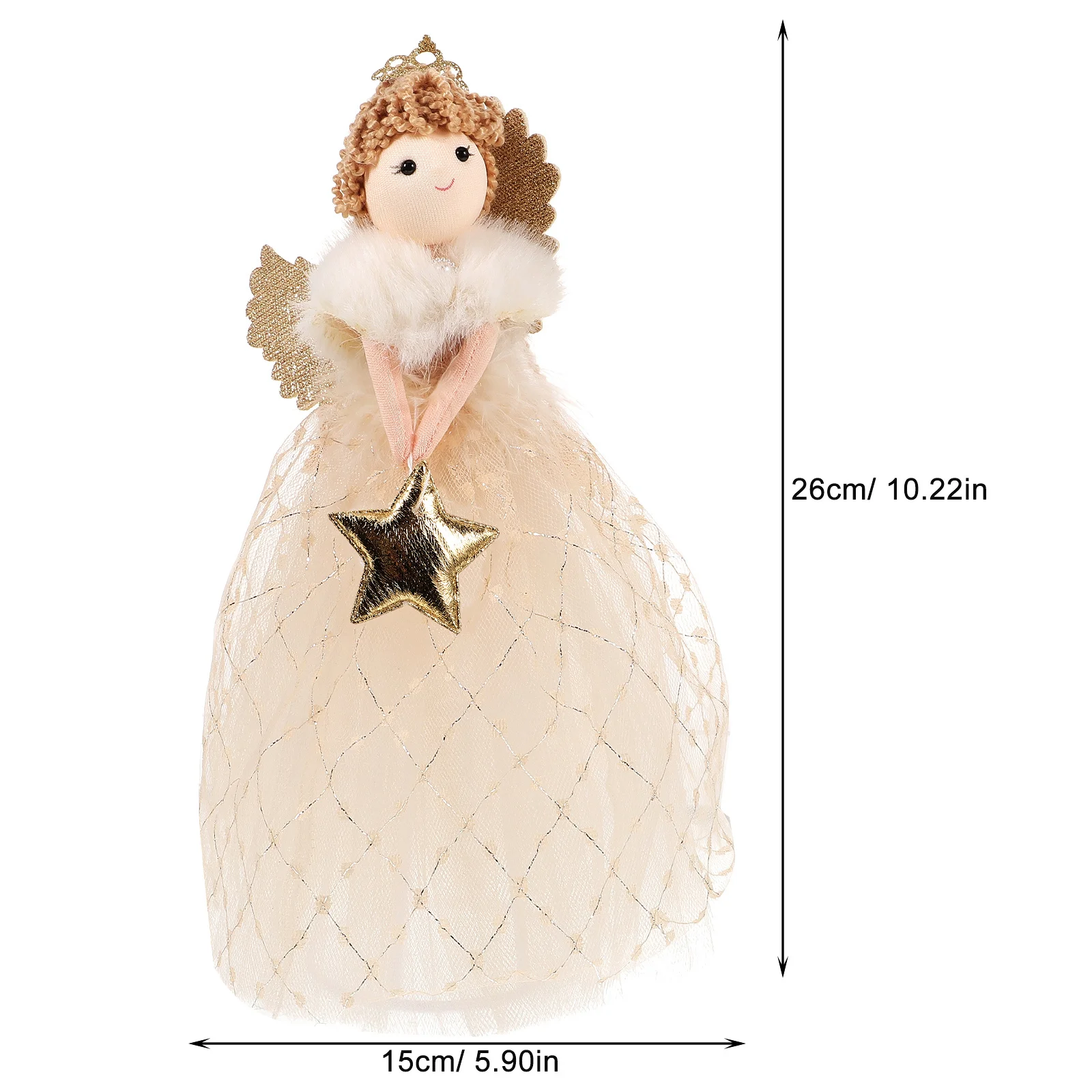 شجرة عيد الميلاد الملاك توبر نسيج ناعم معلق زينة عيد الميلاد للداخلية والخارجية وحفلات العطلات وزخرفة نجمة شجرة عيد الميلاد