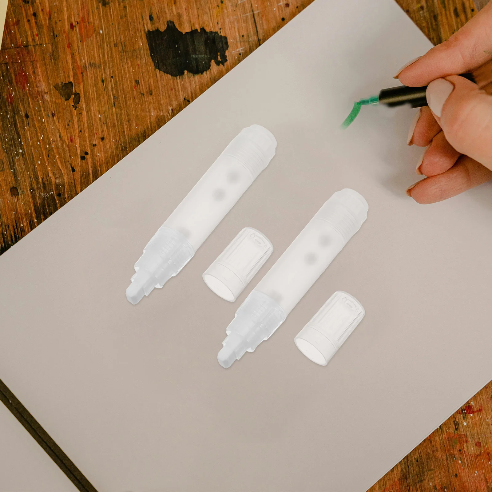 

2pcs Blank Refillable Paint Markers 8Mm Flat Tip For Wood Metal Plastic Diy Crafts Graffiti Repair Reusable Oil Painting Pen