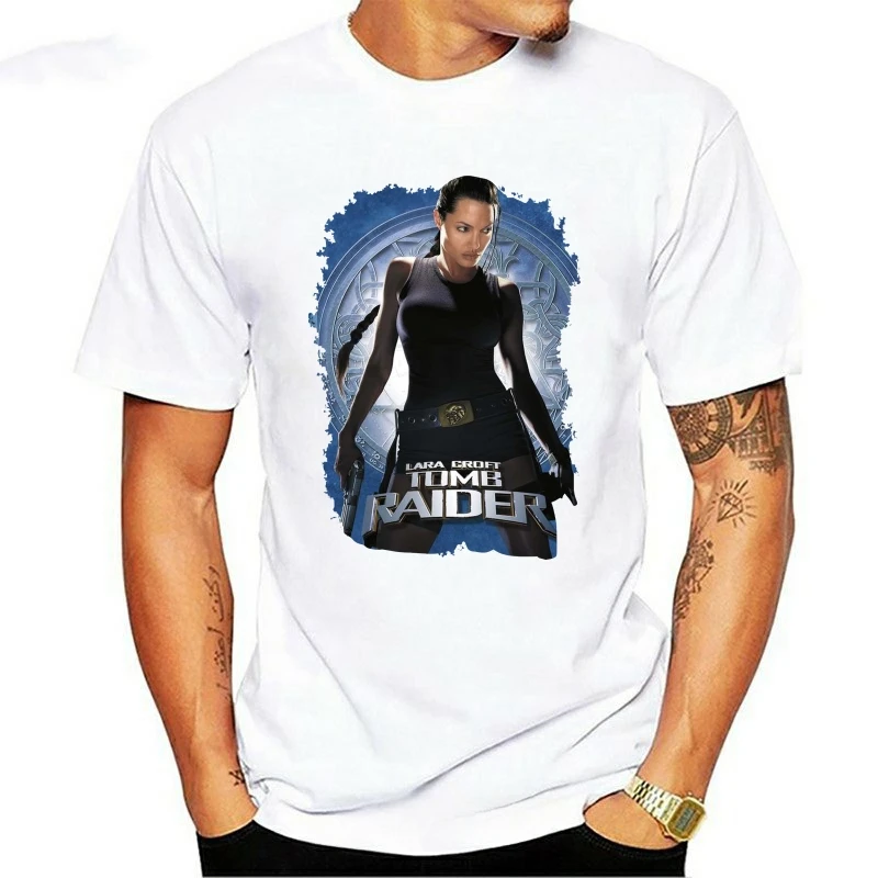 New Tomb Raider Lara Croft Angelina Jolie Black T Shirt   men clothing  graphic t shirts  harajuku  streetwear