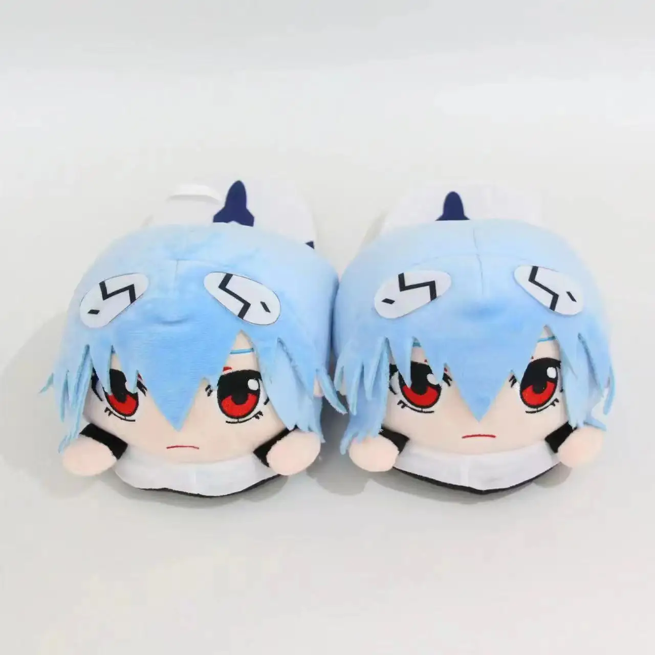 EVANGELION Rei Cotton Slippers Anime Plush Slippers for Men Women Cartoon Fluffy Shoes Home Indoor Slippers Winter Warm Shoes