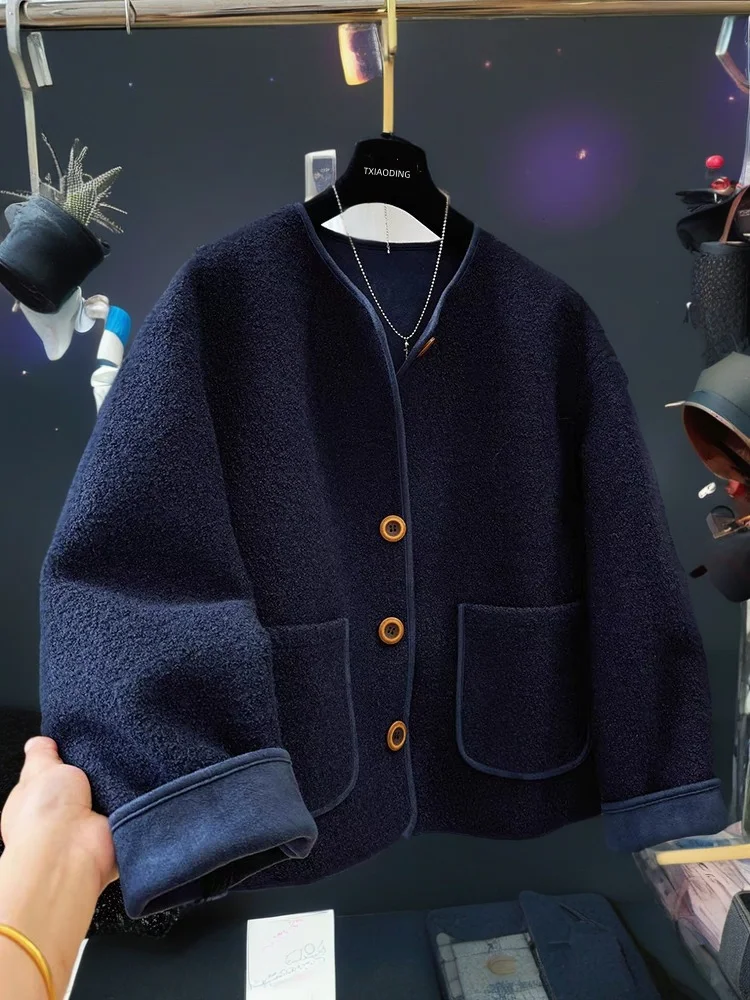 

Advanced Single Breasted Round Neck Short Jacket Elegant Temperament Women's Top Korean Style Autumn Winter New Loose Jacket