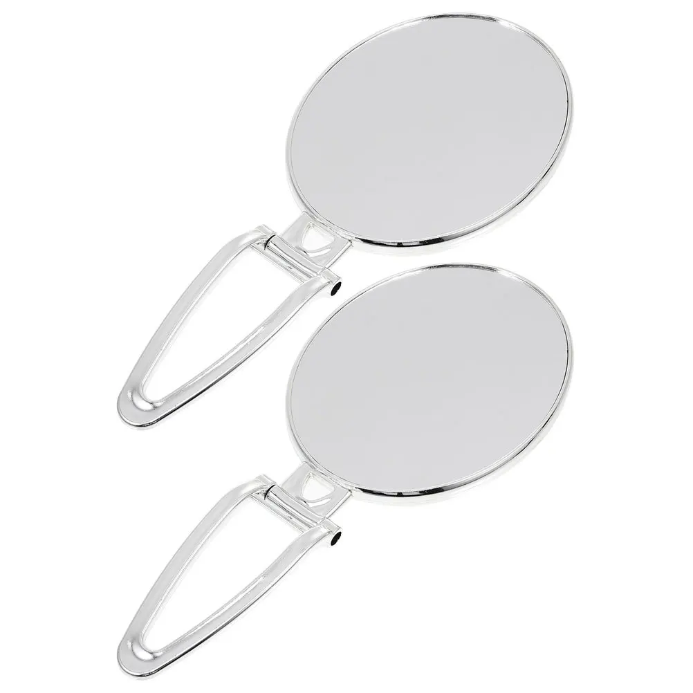 2Pcs Double Sided Tabletop Mirror Foldable Portable Handheld Makeup Travel Compact Design Grooming Beauty Mirror