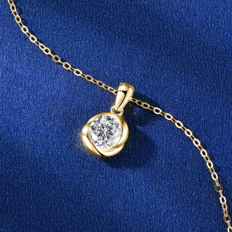 

Ehhai 6.5mm Round Moissanite Solitaire Rosebud Pendant Necklace for Women S925 Sterling Silver Neck Jewelry Wedding Gifts choker