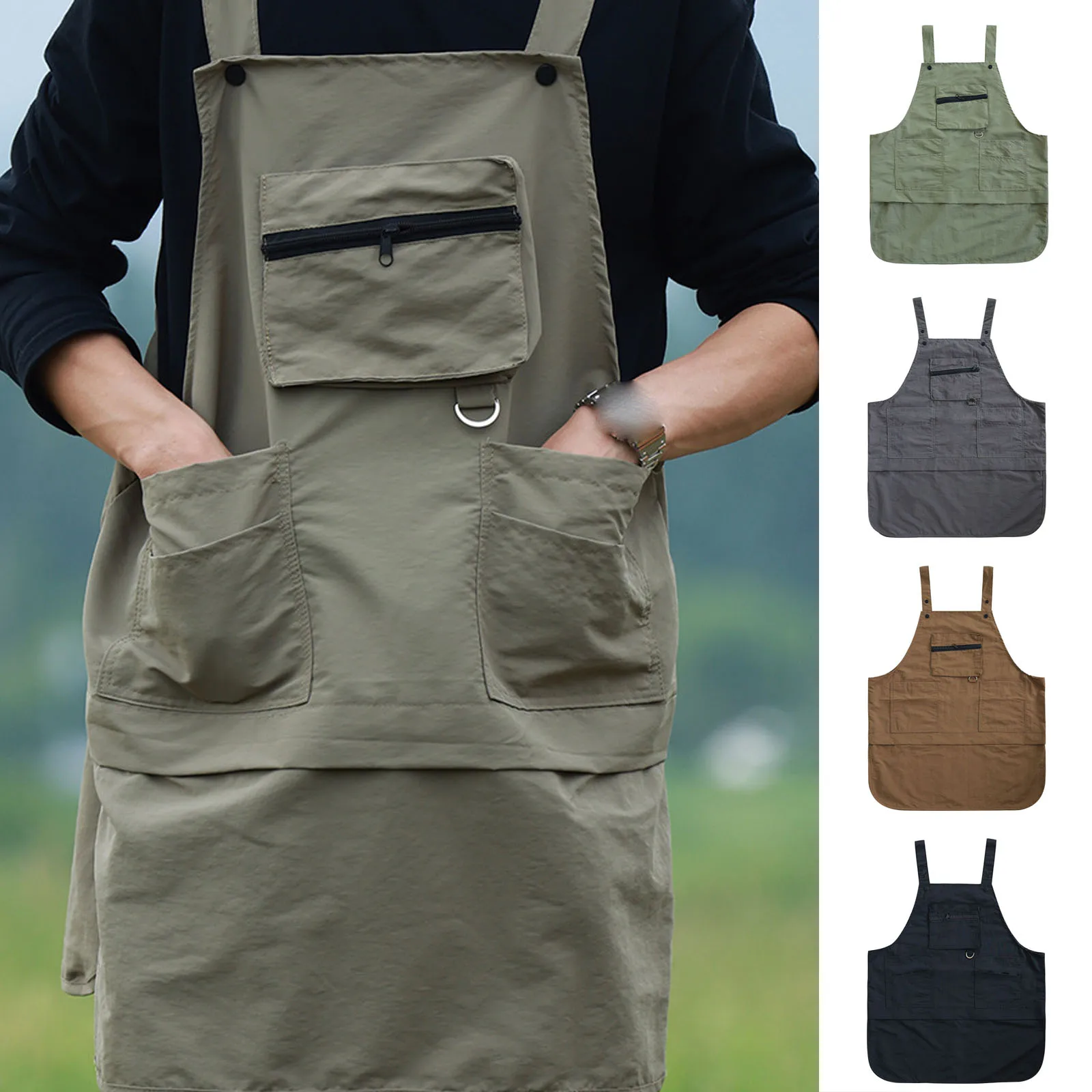 

Outdoor Camping Barbecue Apron Multi Functional Durable Adjustable Apron Gardening Workshop Cooking Practical Lightweight Apron