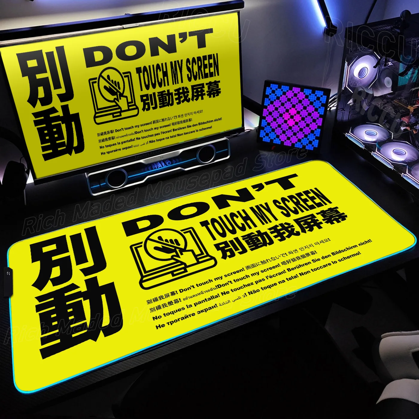 

RGB Personalized font Air Mouse Pad Anime Gaming Mousepads Gamer PC Accessories Completo Computer Keyboard protect LED Desk Mat