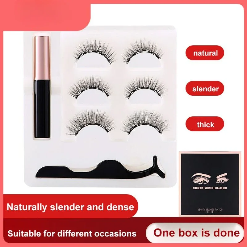 Naturalny zestaw magnetyczne rzęsy Makeup 3D norek sztuczne rzęsy magnetyczne Eyeliner pęseta do rzęs zestaw narzędzia do makijażu Dropship