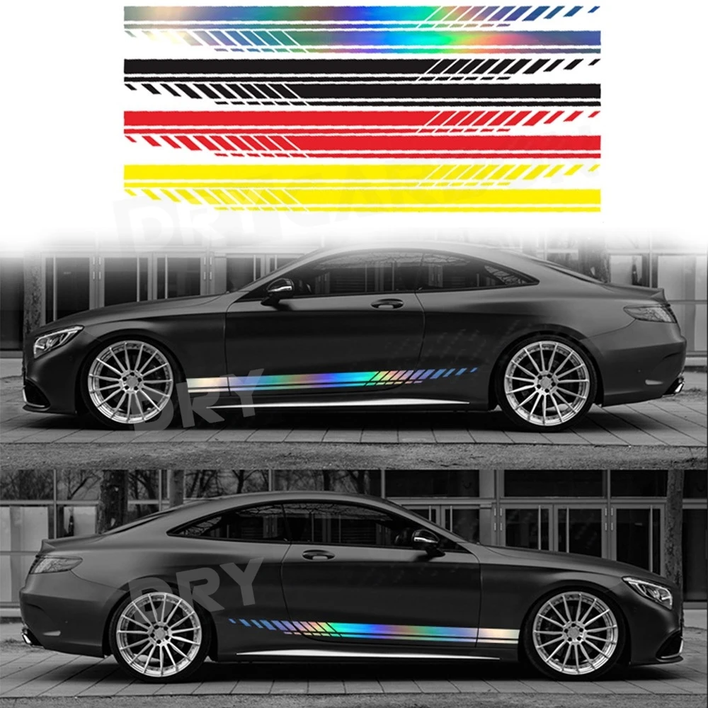 Car Door Stickers Sport Strips Styling Vinyl Film Side Skirt Decals Decoration Car Decoration Accessories Car Sticker Decal