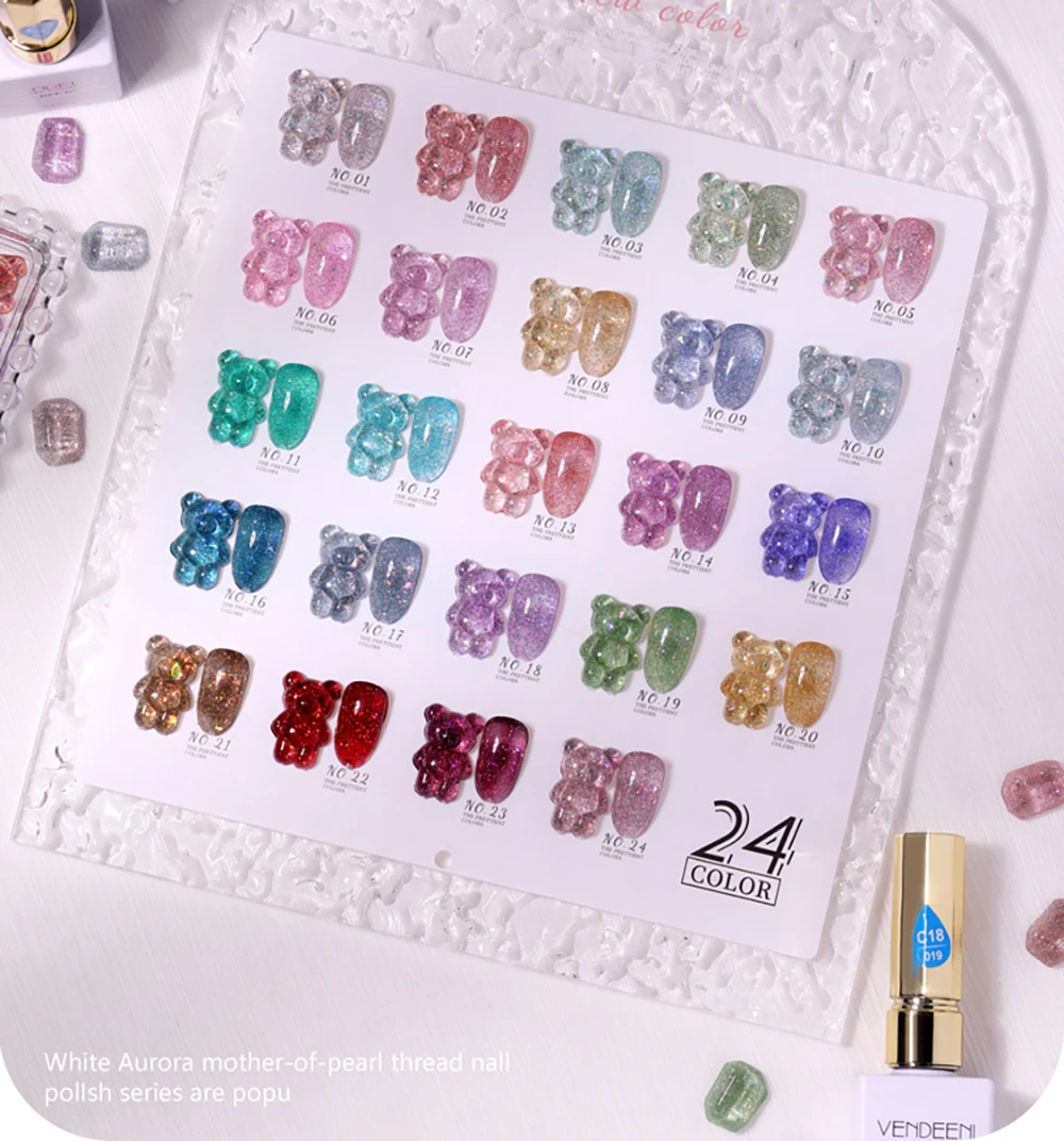 Vendeeni 24 Farben Sternenhimmel Glitzer Gel Nagellack TPO/HEMA FREI Semi-Permanenter UV LED Gel Lack Flash Nail Art Gel Nagellack – Detail 15