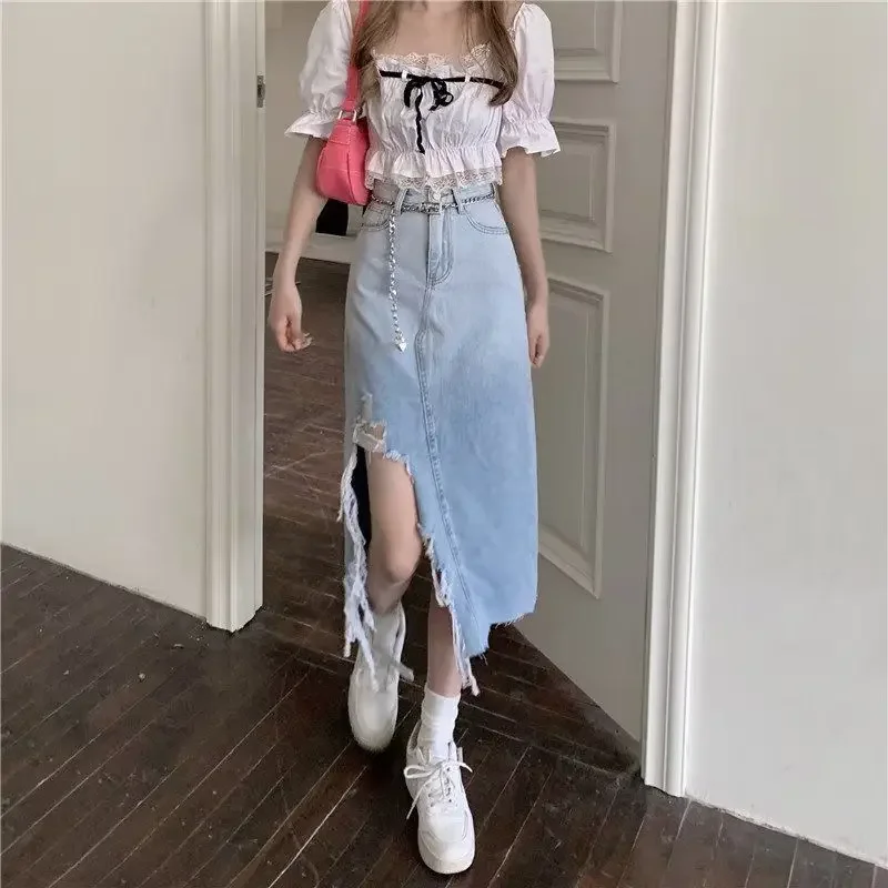 

High Waist Tight Wrap Jeans Skirts for Women Summer 2025 Y2k Vintage Clothing Sales Cheap Stylish Harajuku Woman Denim Skirt