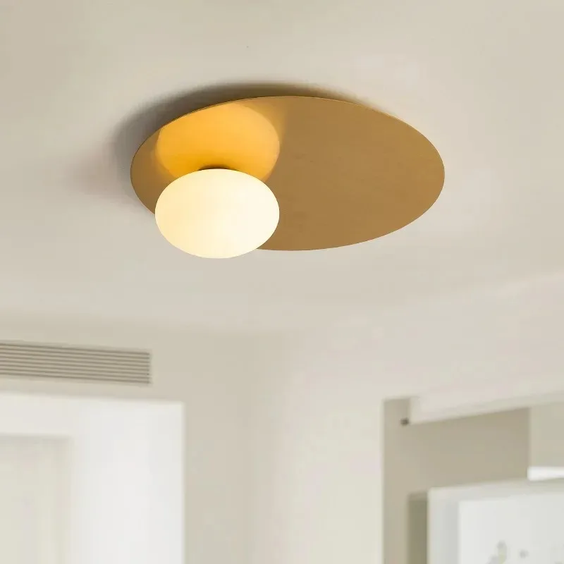 Round Gold Black Metal Ceiling Lights White Glass G9 Bulb for Bedroom Aisle Dining Hall Bedroom