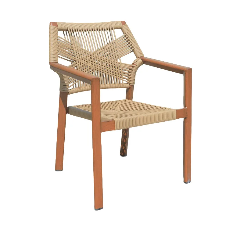 Scenic hotel balcony furniture, courtyard garden webbing rattan chairs, hand-woven rattan outdoor leisure tables and chairs