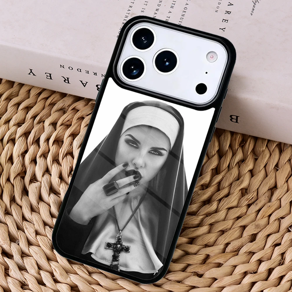 

Sister Style Nun Sexy Girl vintage Phone Case Cover For Magsafe Wireless Charger For iPhone 17 Pro Max 16 14 13 12 11 15 Air