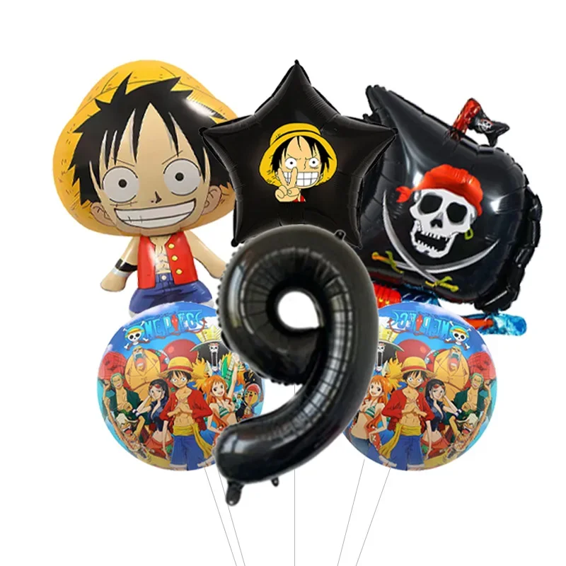Jungen Anime Geburtstags-Ballonpaket One Piece Luffy Folienballon mit Konfetti Latex-Bündel für Heimparty – Detail 10