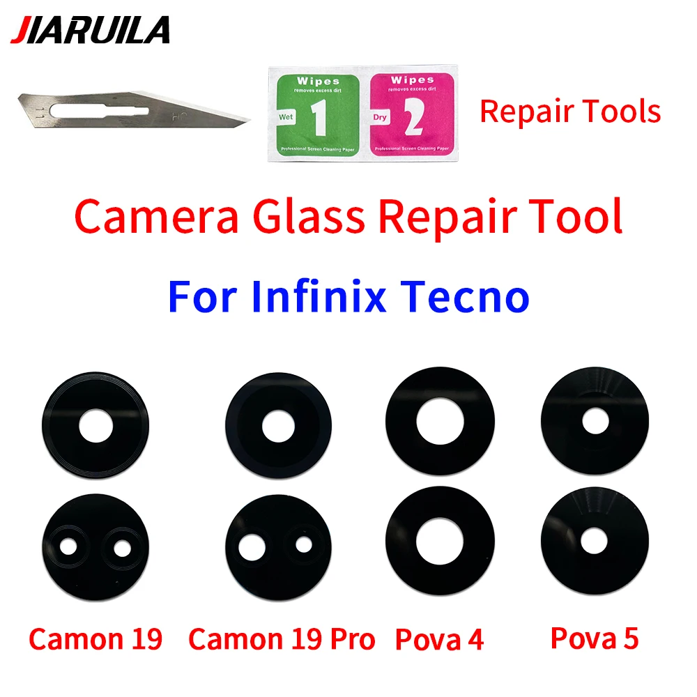 10Pcs Top Rear Back Camera Glass Lens For Infinix Camon 19 Pro 20 CK6 Phantom X2 Pova 4 5 6 Pro Camera Glass With Glue Adhesive