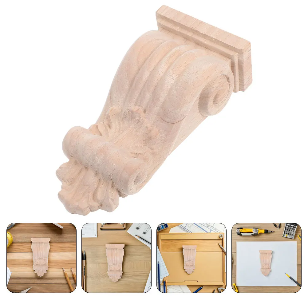 

Wooden Corbels for Kitchen Island Door Frames Unpainted Carved Onlays Corner Trim DIY Home Decor Farmhouse Villa Hotel