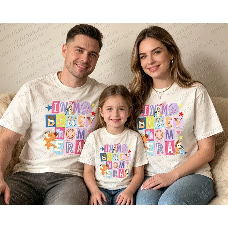Camiseta de algodón de la era Bluey Mom, camiseta Bluey Mom Chilli, regalo para el Día de la Madre, linda camiseta de la era Bluey Mom, regalo de cumpleaños para mamá