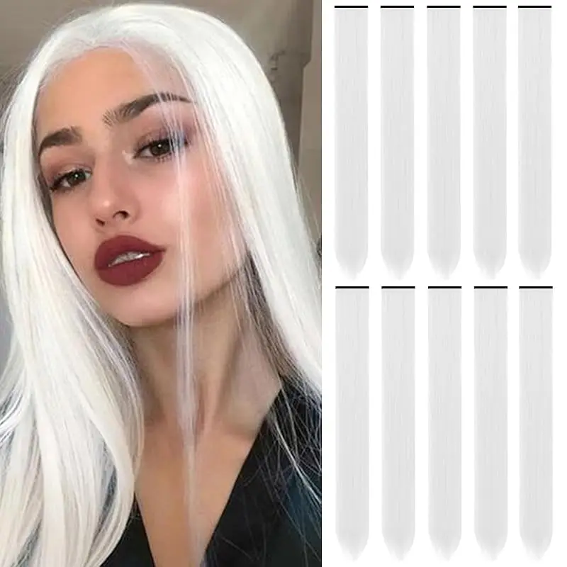 1 5 11 Teile/los Clip-in-Haarverlängerungen, mehrfarbig, Highlights, Kunsthaar, 55,9 cm, Regenbogen-Haarteile für Mädchen, Frauen, Kinder