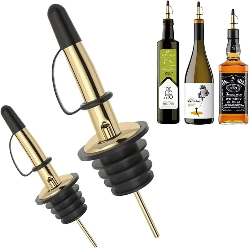 12 Pack Liquor Bottle Pourers Stainless Steel Olive oil Dispenser Spout, Alcohol Pourer Spouts Dust Caps