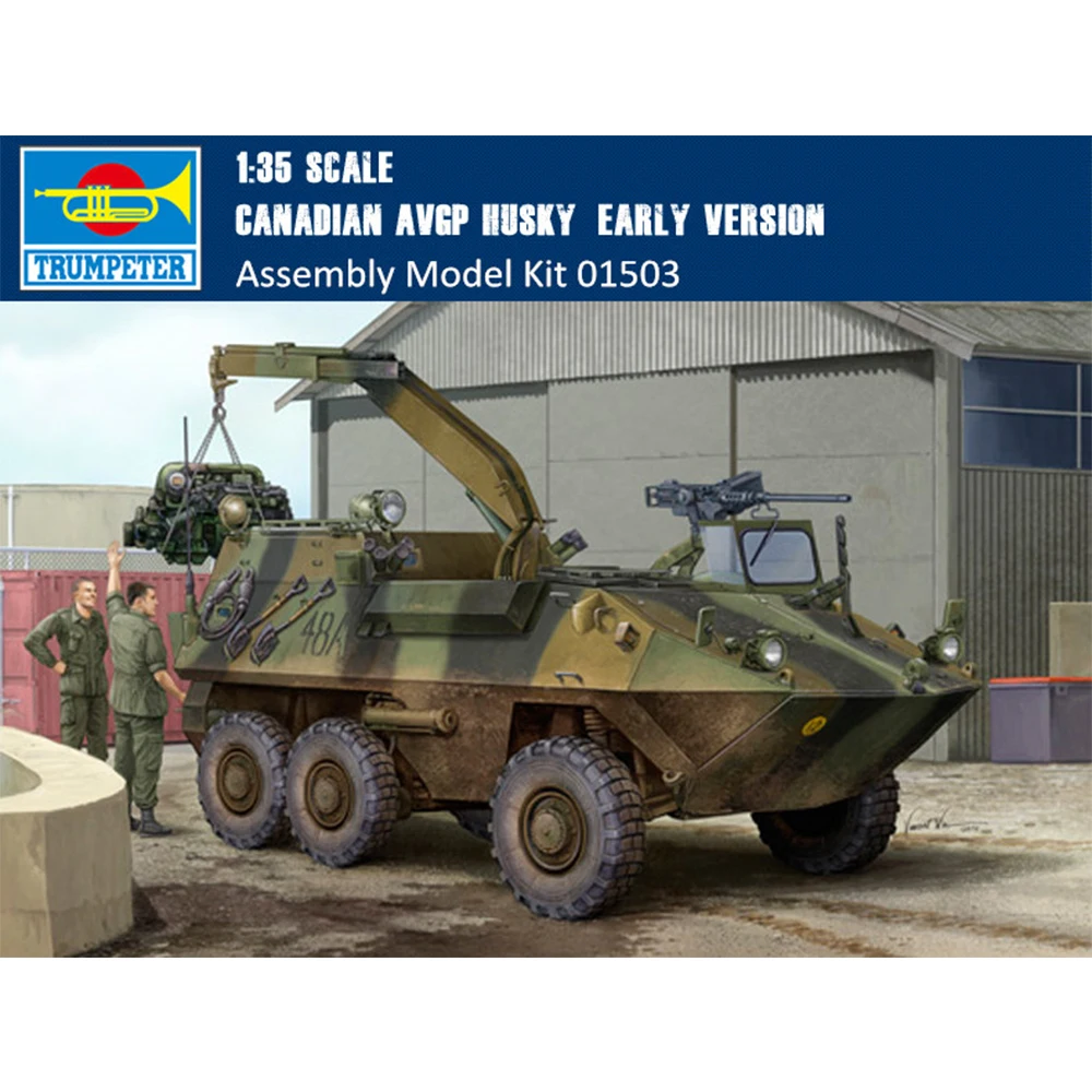 

Трубач, масштаб 1/35, канадский AVGP, хаски, ранняя версия, военная пластиковая сборная модель # 01503