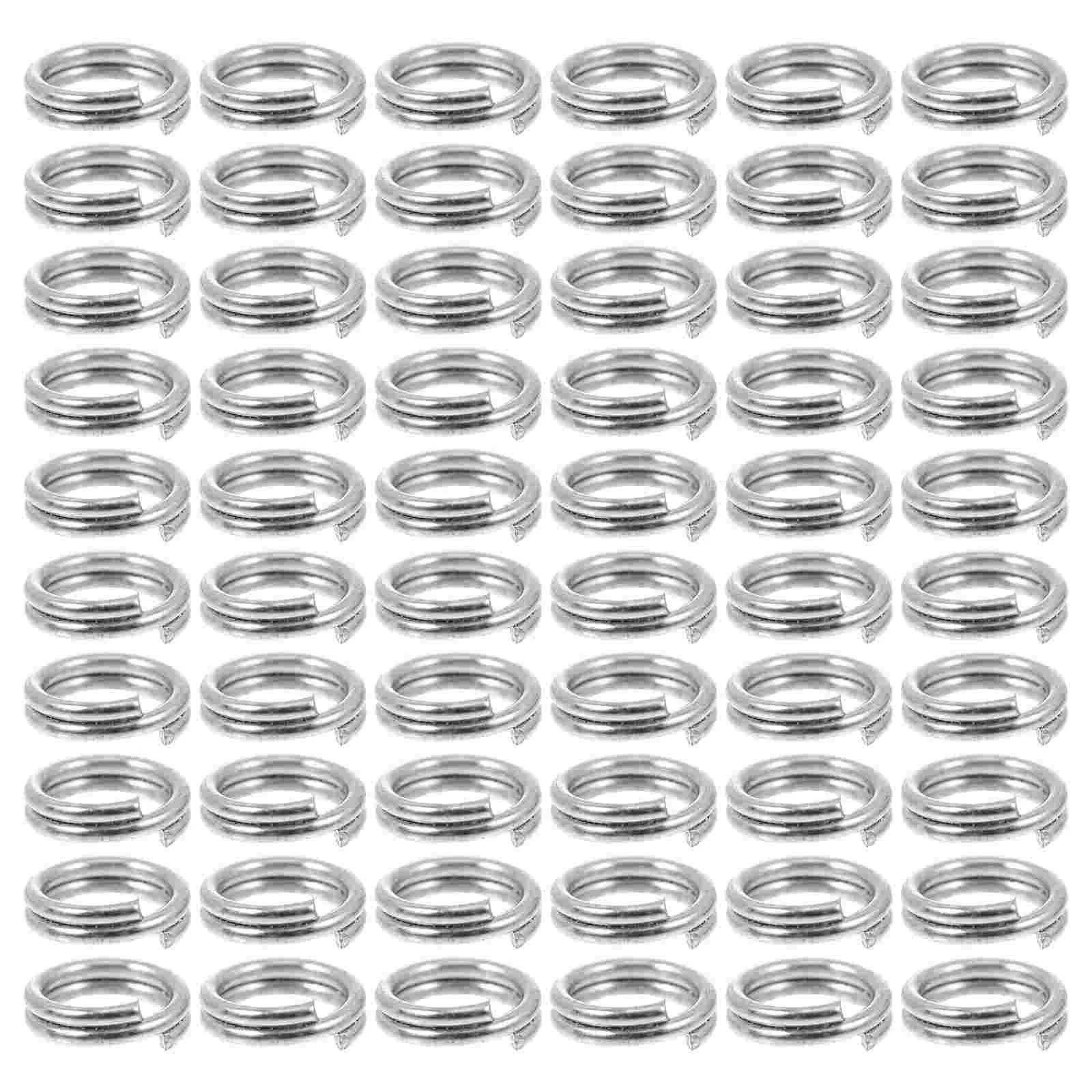 

100 Pcs Double Circle Circles Rings Fishing Turning Equipment Gear Joint Stainless Steel Connected