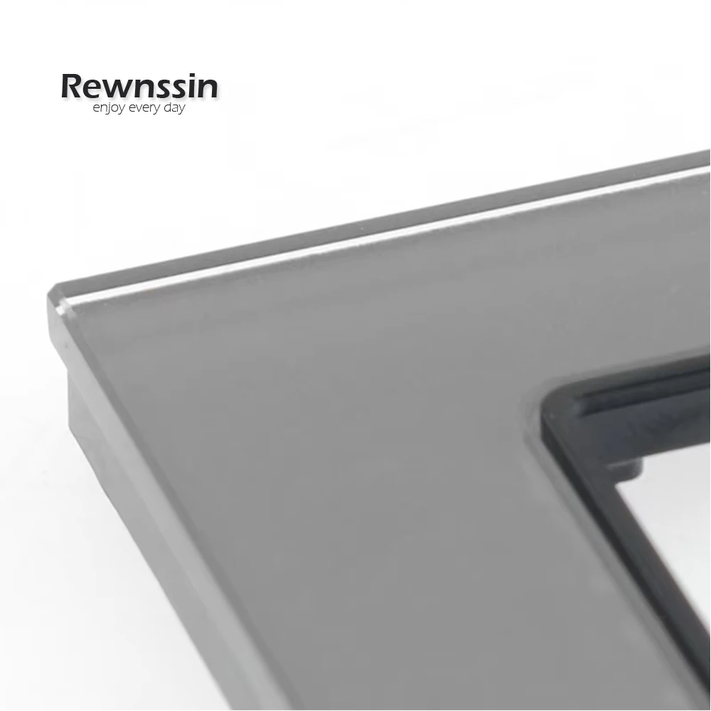 S Series-DIY Accessories Module DIY Gray Glass Frame 110V-250V EU France USB Wall Socket Light Switch RJ45 TV Module Frame