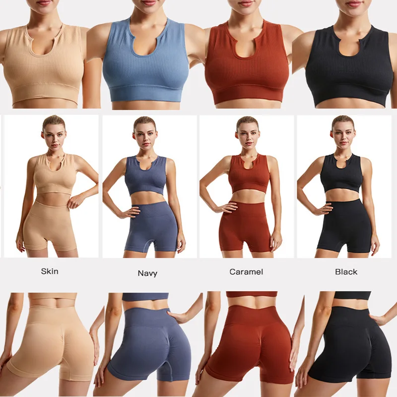 

Gym Set Workout Clothes for Women Seamless Leggings Sports Bra Yoga Set Female Clothing High Waist Shorts Women Tracksuit