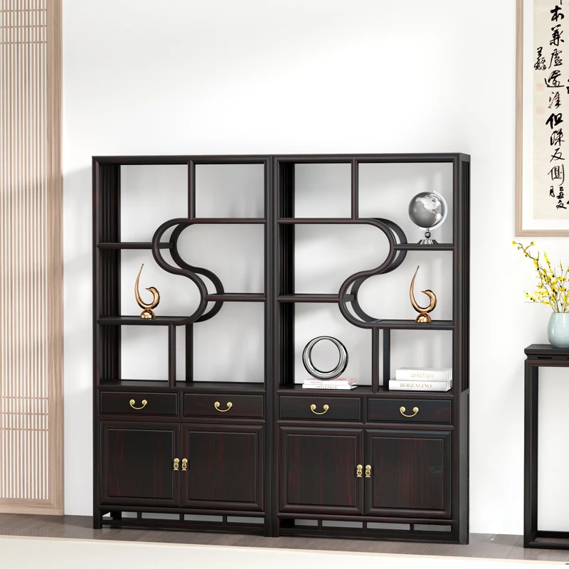 New Chinese Bogu Frame Zen Duobao Pavilion Solid Wood Display Cabinet Shelf