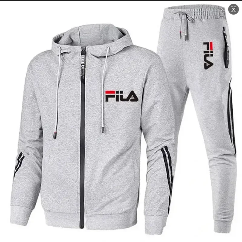 

2026 Men's Spring & Fall Outdoor Zipper Jacket & Sweatpants 2-Piece Set, Casual Jogging Basketball Fitness Tracksuit