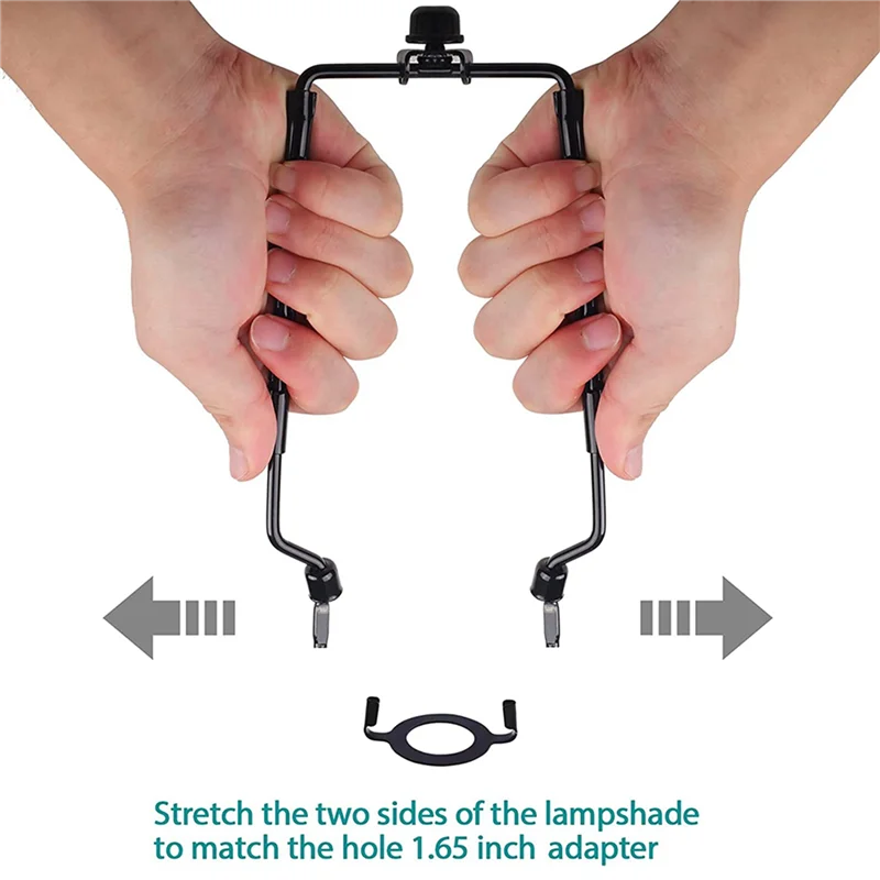 ABUP-2Pcs 7Inch Lamp Shade Harp Holder Adjustable Lamp Harp Kit E14,E26,E27 Light Base Adapter Black Horn Lampshade Bracket