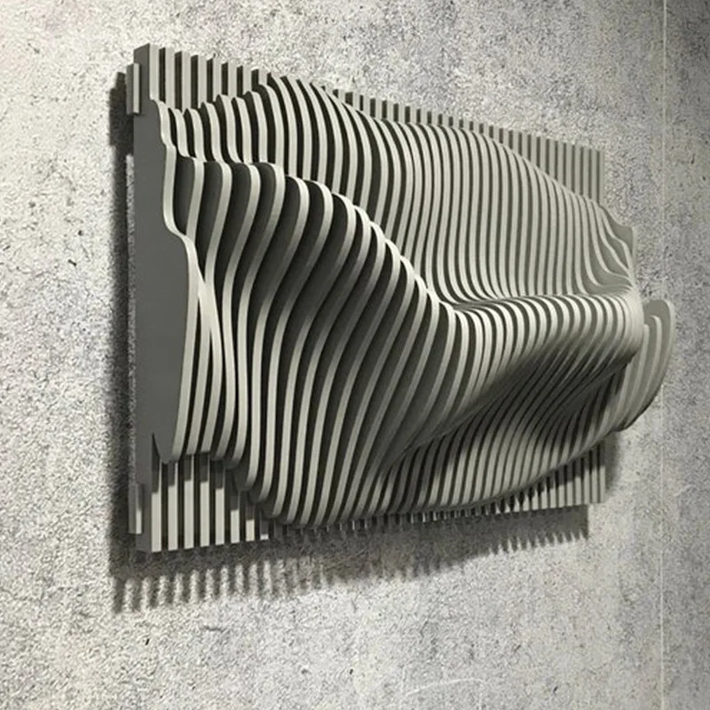 

Home and Hotel Decor Abstract Wave Artwork Wooden Carving 3D Painting Large Wall Wood Art