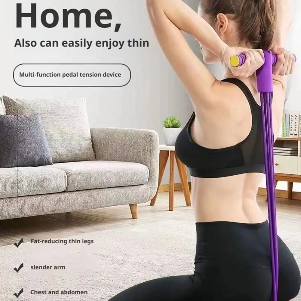 Banda de resistencia de 4/6/8 tubos, cuerda de tensión multifunción, bandas de Fitness, extractor de Pedal de Yoga elástico de 4/6/8 tubos para ejercicios deportivos