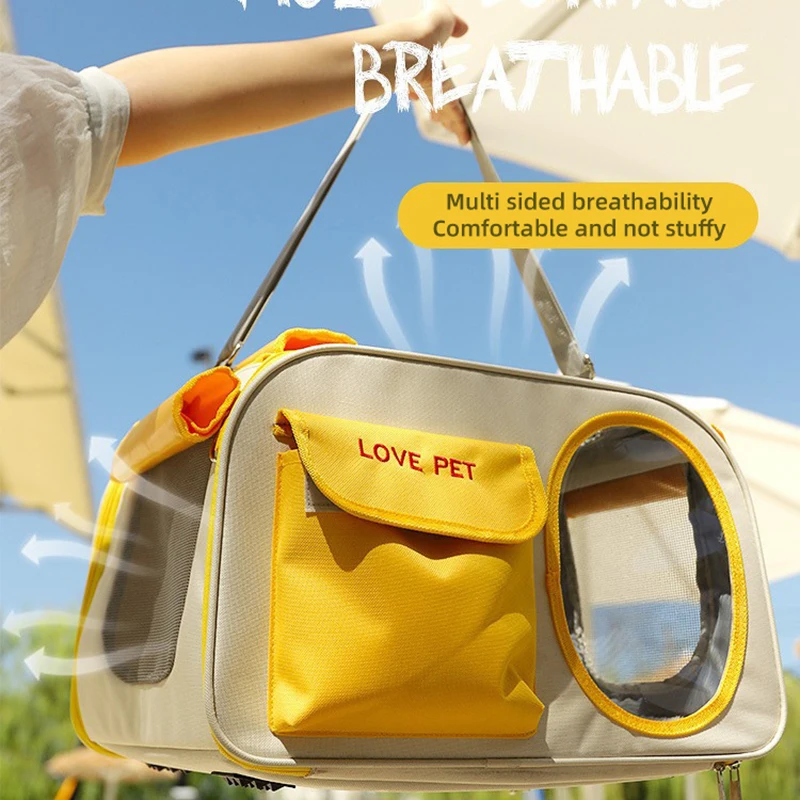 HOOPET Cat Bag Outdoor Portable Kitty Dog Backpack Capsule Cats Cage Breathable Portable Pet Bag Large Capacity Bag For Pets
