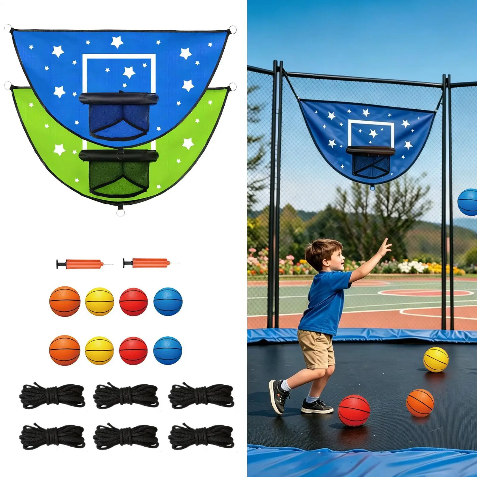 

Basketball Hoop For Trampoline With Enclosure Outdoor Fun Universal Basketball Rack Park Trampoline Basketball Toss Game