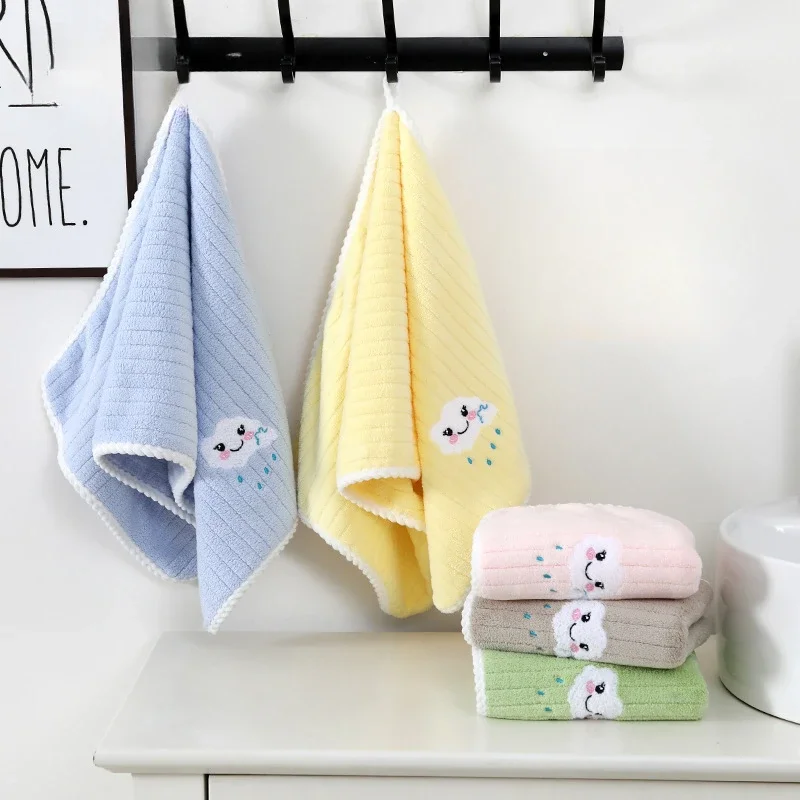 2size Children Towels Baby Face Towel Soft Embroidered Absorbent Cotton Bath Towels for Newborn Kids Handkerchief Shower Stuff