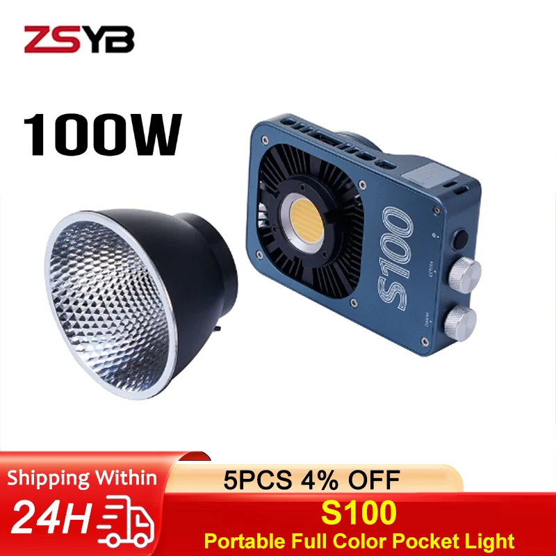 

ZSYB S100 Handheld LED Video Light COB Photography Fill Light 100W 2700k-6500k Portable LED Light With Handle and Mini Hood