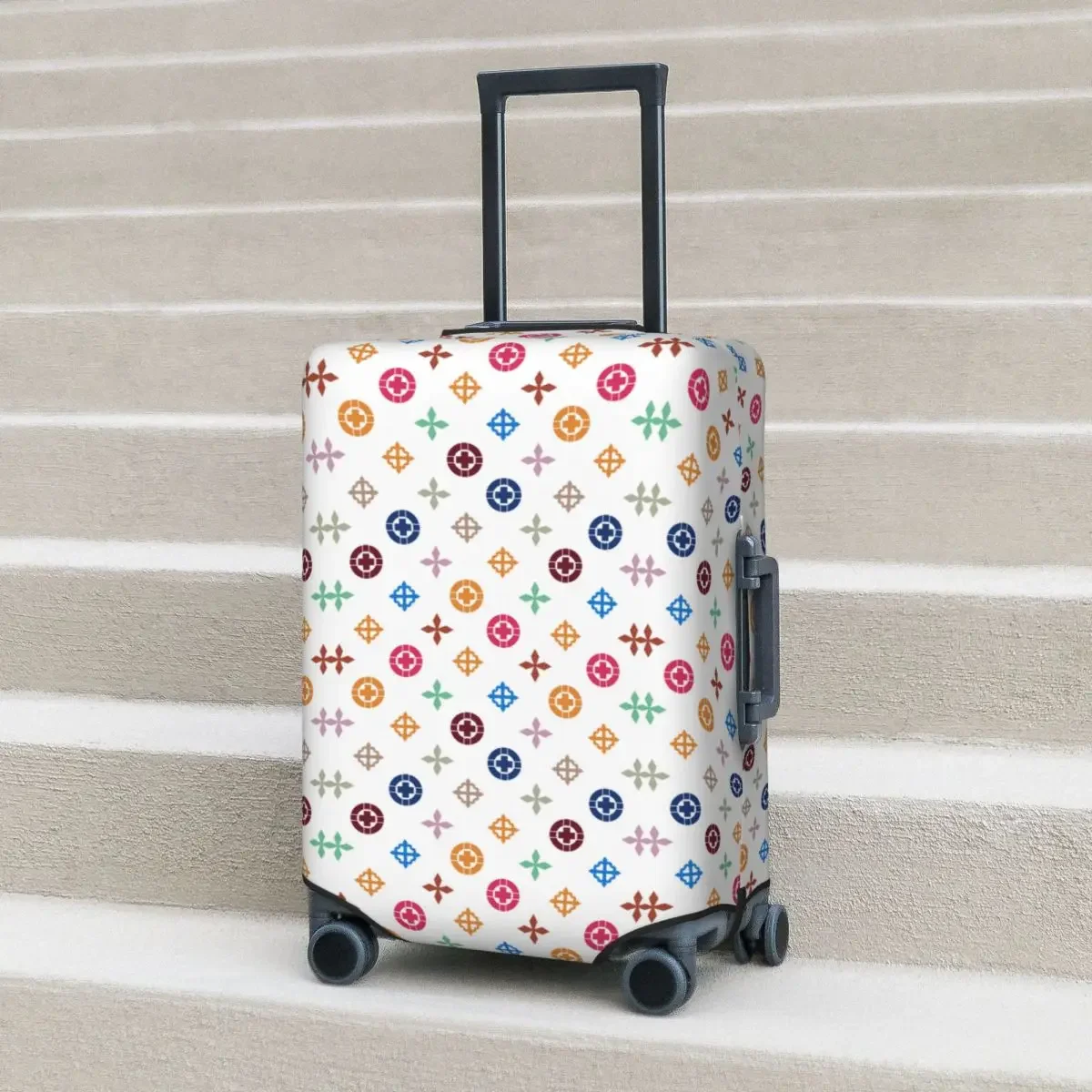 Geometric Graffiti Suitcase Cover Luxury Cruise Trip Holiday Strectch Luggage Case Protection