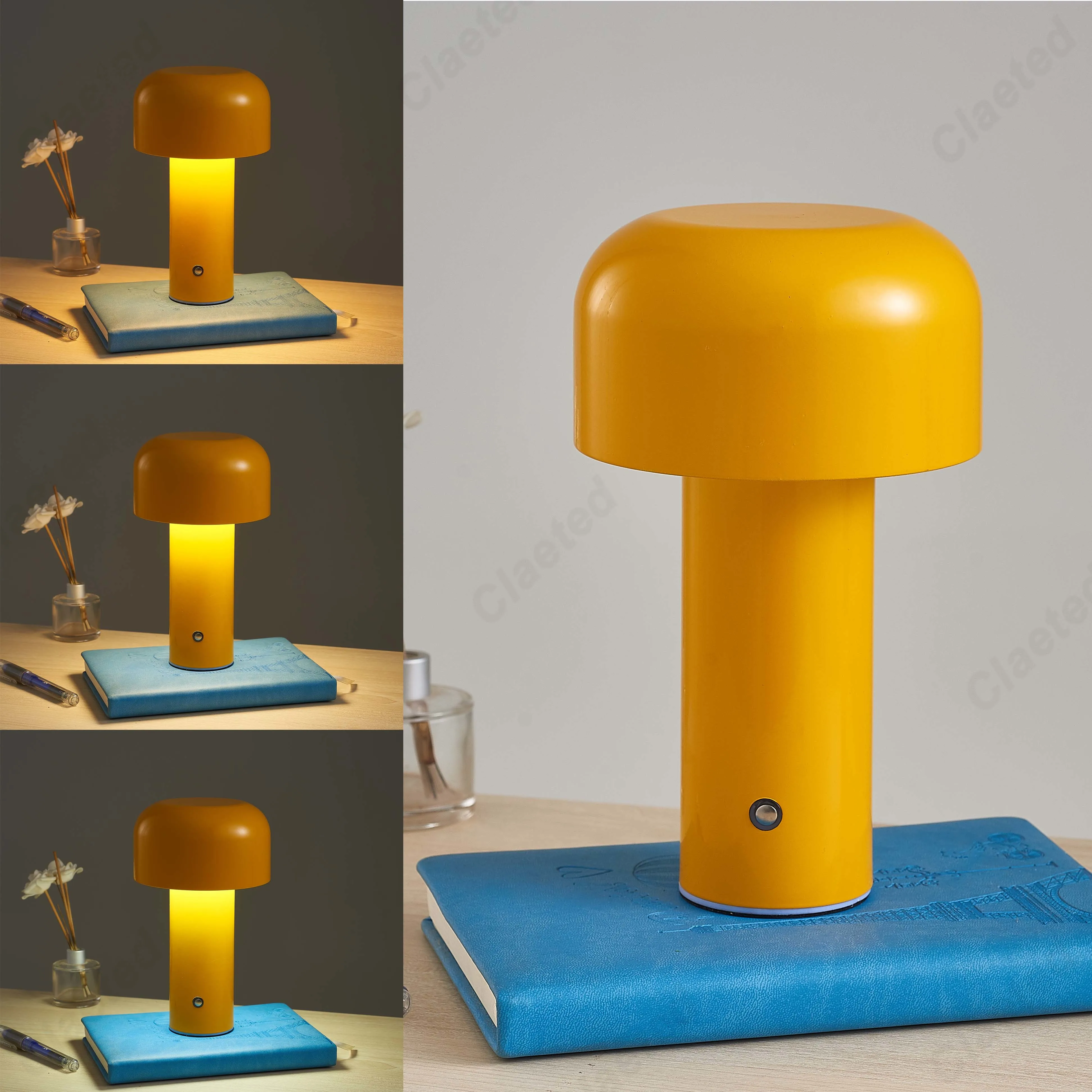 Italian Designer Mushroom Table Lamp Night Light Portable Cordless Touch Rechargeable Decor Lamp USB Bedside Lamp Desktop Lamp