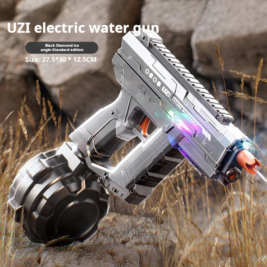 UZI Colorful Lights Electric Continuous Linkage Return Fully Automatic Dual Mode Children Summer Beach Water Toy Gift Water Gun