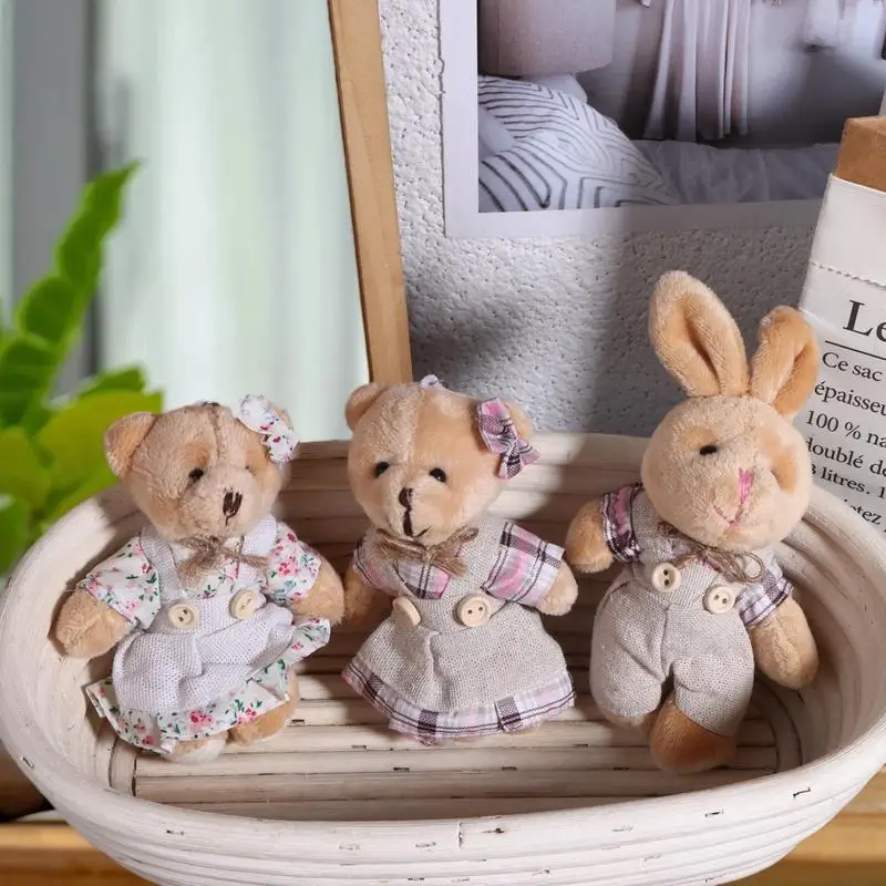 Cute Pair Lover's Little Bear Plush Doll Keychain, Stuffed Bunny Backpack Decor, Bag Pendant Gift