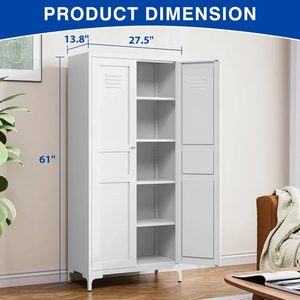 Armoire de Rangement pour Garde-Manger de Cuisine avec Étagères Réglables, Meuble Multifonction Facile à Assembler, Armoire de Cuisine de 61 Pouces