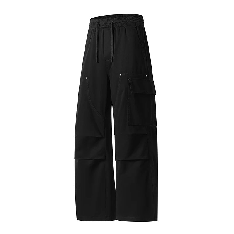 Men Fashion Versatile Cargo Pants New Simple Comfortable Solid Casual Pants Spring Autumn Loose Multiple Pockets Sports Pants