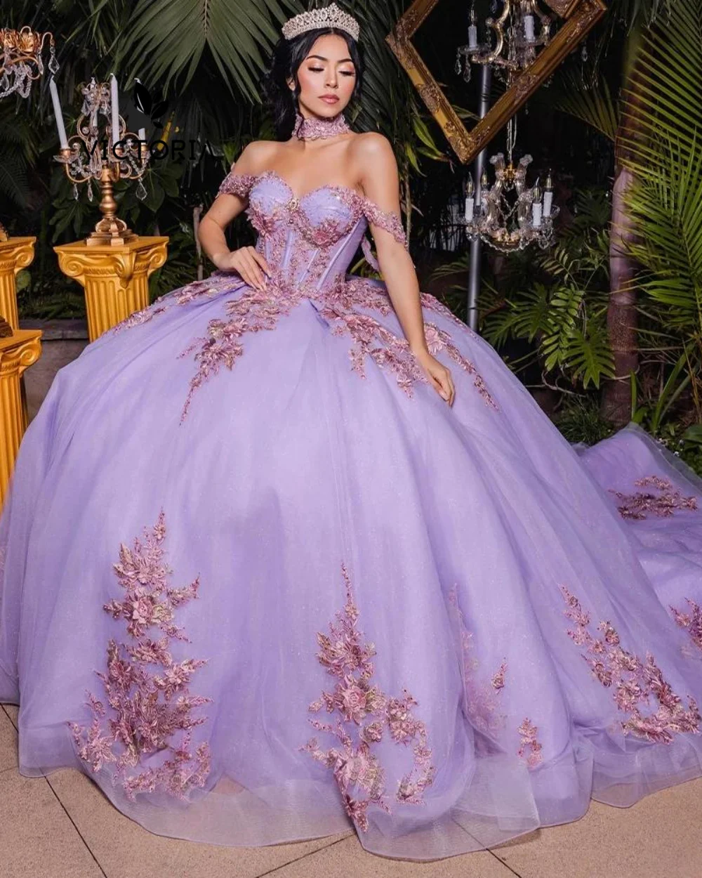 

Cute Purple Off The Shoulder Sweetheart Quinceanera Dress Appliques Lace- up Ball Gown 15 Year Old Dress Graduation Customized
