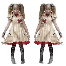 Halloween Girl's Costume Voodoo Doll Costumes for Child Fancy Cosplay Mini Dress 100CM-150CM
