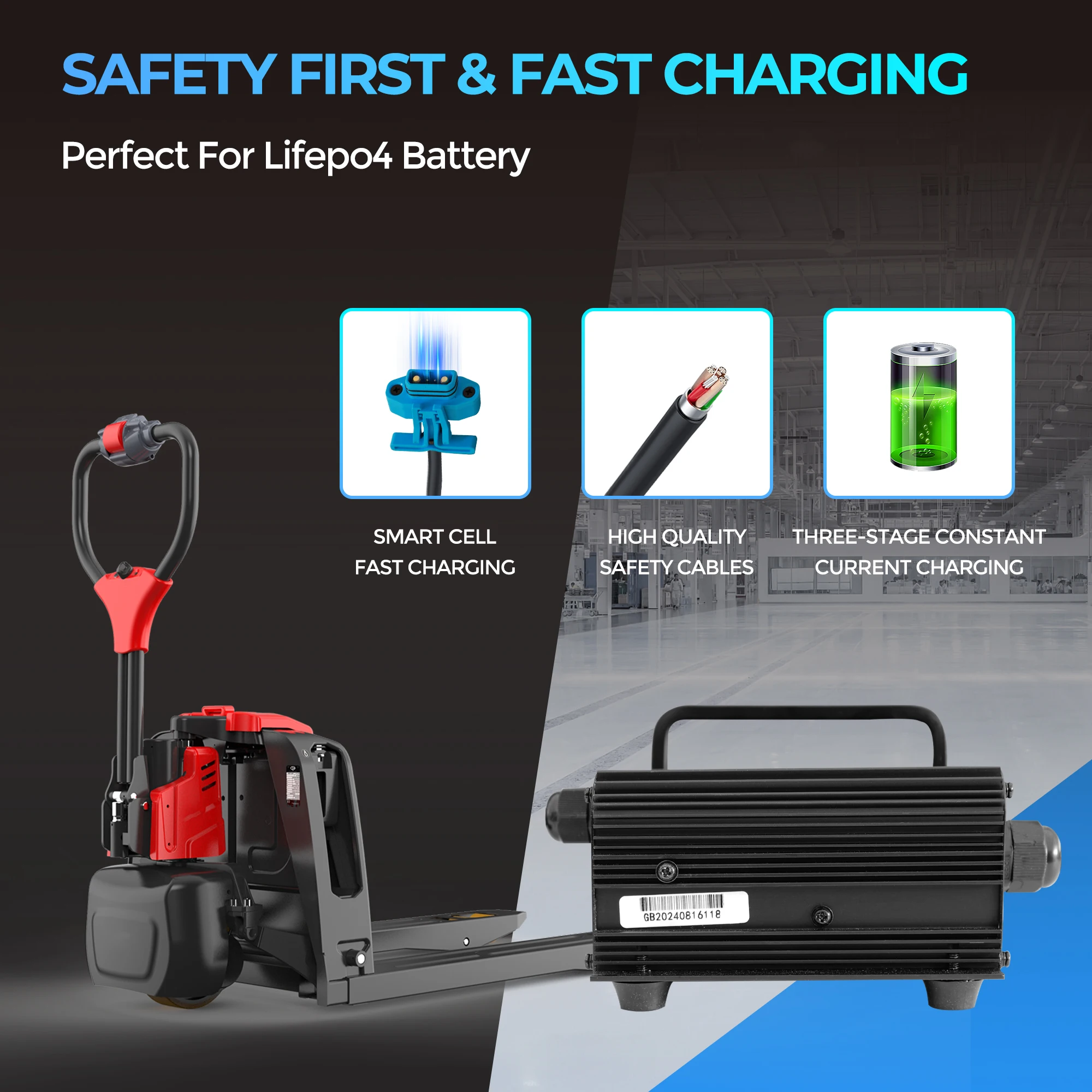 48 Volt 5 Ampere Lithium-Batterieladegerät für Heli/Jiali CBD18/20J-LI3 elektrische Gabelstapler-Buchse