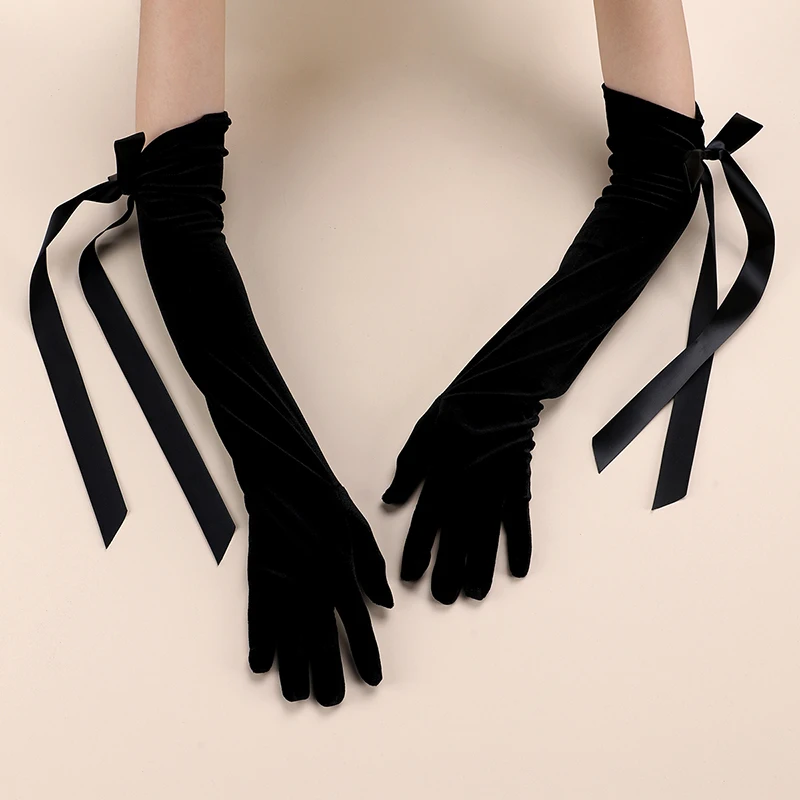 A pair of ElEGANT long bridal gloves suitable as accessories for women's weddings, holidays, and parties