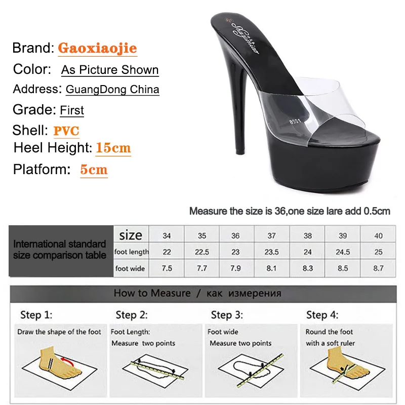 New Women Slipper Crystal Fine Heel 15cm Slipper Female Summer Waterproof 15cm Prevent Thick Bottom Sexy Shoes Factory Price