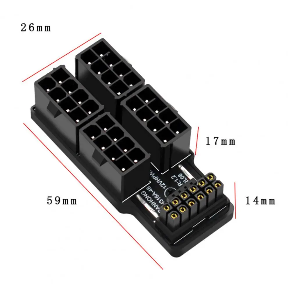 ATX3.0 12VHPWR 12 + 4P 600W adattatore di alimentazione a 180 gradi per scheda grafica Desktop adattatore per scheda grafica serie 4 x8pin a 40
