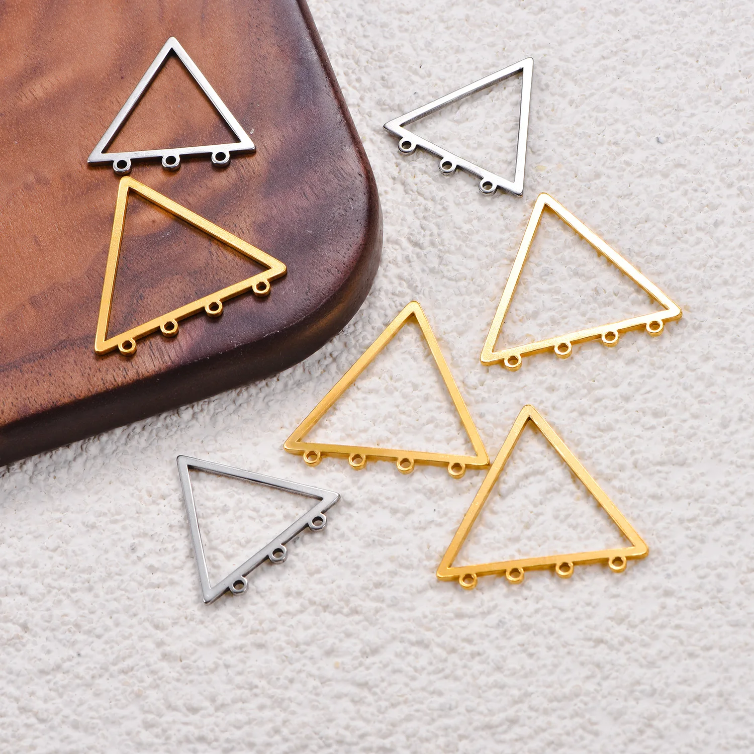 10 Stück geometrische Edelstahl-Dreieck-Ohrring-Accessoires, Charms, Rahmen, wasserdicht, DIY-Ohrring-Schmuckzubehör – Detail 1